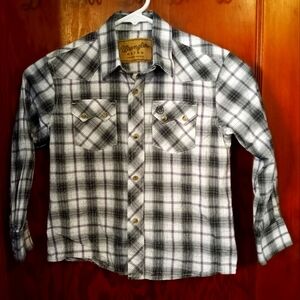 Wrangler Retro Pearl Snap Plaid Paisley Western Cowboy Shirt Boys’ SM 5-6